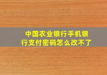 中国农业银行手机银行支付密码怎么改不了