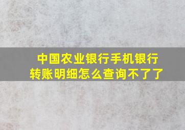 中国农业银行手机银行转账明细怎么查询不了了