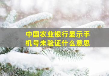 中国农业银行显示手机号未验证什么意思