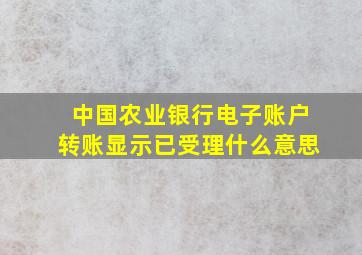 中国农业银行电子账户转账显示已受理什么意思