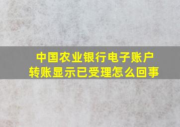 中国农业银行电子账户转账显示已受理怎么回事