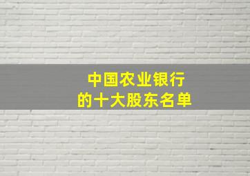 中国农业银行的十大股东名单