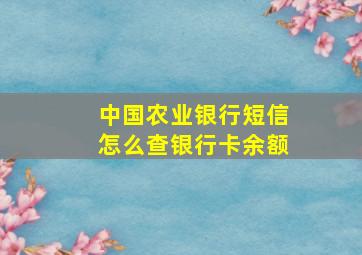 中国农业银行短信怎么查银行卡余额