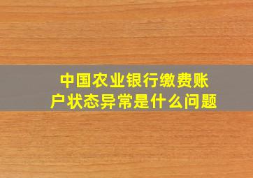 中国农业银行缴费账户状态异常是什么问题