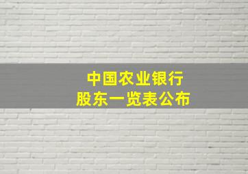 中国农业银行股东一览表公布