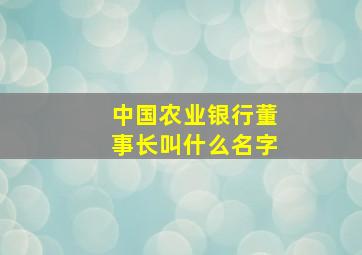 中国农业银行董事长叫什么名字