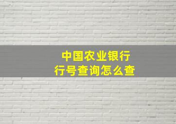 中国农业银行行号查询怎么查