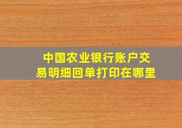 中国农业银行账户交易明细回单打印在哪里