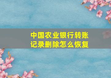 中国农业银行转账记录删除怎么恢复