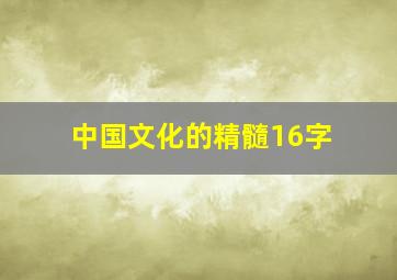 中国文化的精髓16字