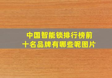 中国智能锁排行榜前十名品牌有哪些呢图片