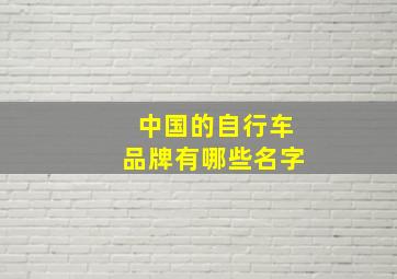 中国的自行车品牌有哪些名字