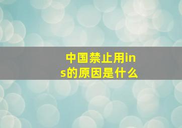 中国禁止用ins的原因是什么