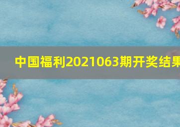 中国福利2021063期开奖结果