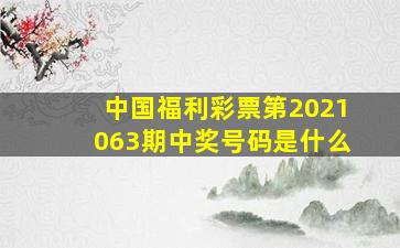 中国福利彩票第2021063期中奖号码是什么