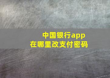 中国银行app在哪里改支付密码