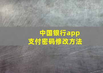 中国银行app支付密码修改方法