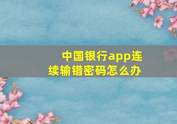 中国银行app连续输错密码怎么办