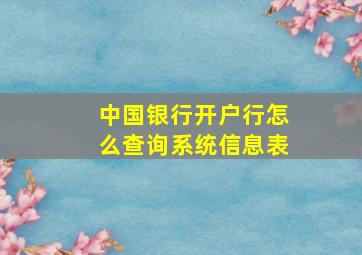 中国银行开户行怎么查询系统信息表