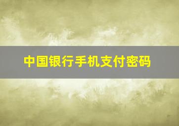 中国银行手机支付密码