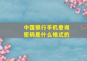 中国银行手机查询密码是什么格式的