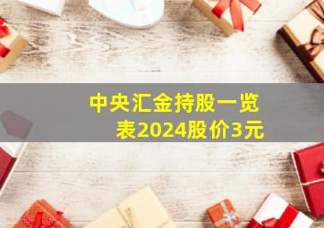 中央汇金持股一览表2024股价3元