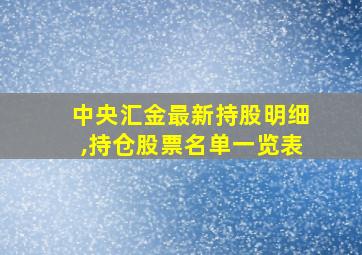 中央汇金最新持股明细,持仓股票名单一览表