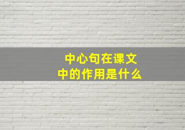 中心句在课文中的作用是什么