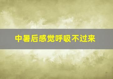 中暑后感觉呼吸不过来