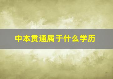 中本贯通属于什么学历