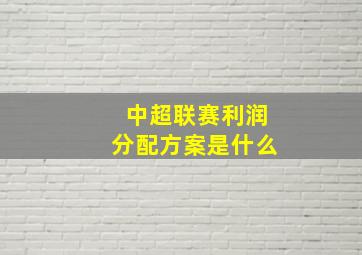 中超联赛利润分配方案是什么