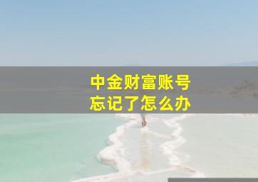 中金财富账号忘记了怎么办