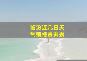 临汾近几日天气预报查询表