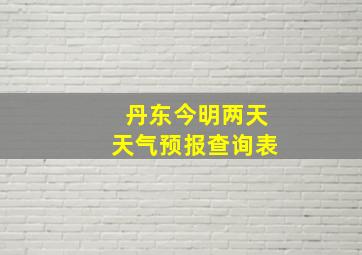 丹东今明两天天气预报查询表