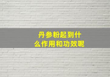 丹参粉起到什么作用和功效呢