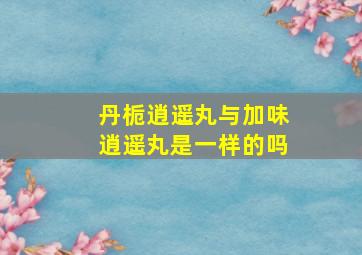 丹栀逍遥丸与加味逍遥丸是一样的吗