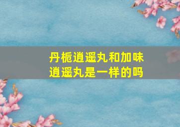 丹栀逍遥丸和加味逍遥丸是一样的吗