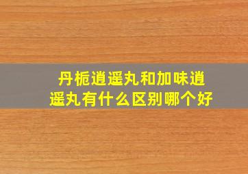 丹栀逍遥丸和加味逍遥丸有什么区别哪个好