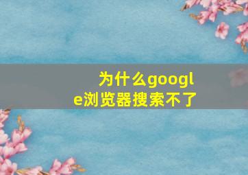 为什么google浏览器搜索不了