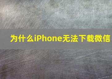 为什么iPhone无法下载微信