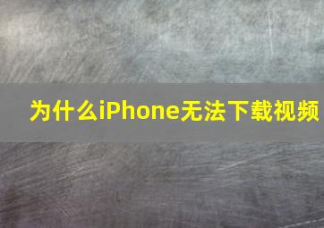 为什么iPhone无法下载视频