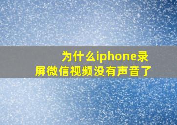 为什么iphone录屏微信视频没有声音了