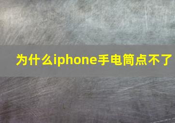 为什么iphone手电筒点不了