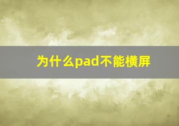 为什么pad不能横屏