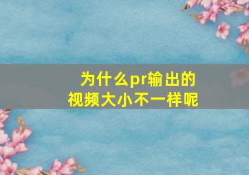 为什么pr输出的视频大小不一样呢