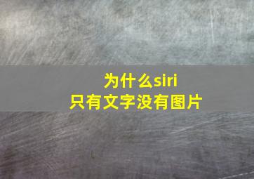 为什么siri只有文字没有图片