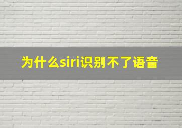 为什么siri识别不了语音