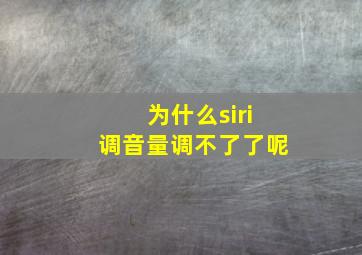 为什么siri调音量调不了了呢