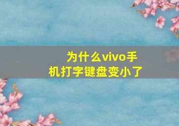 为什么vivo手机打字键盘变小了