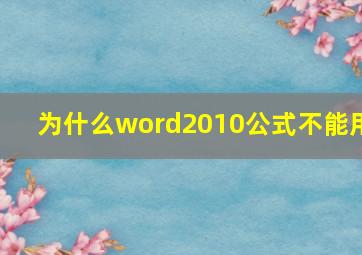 为什么word2010公式不能用